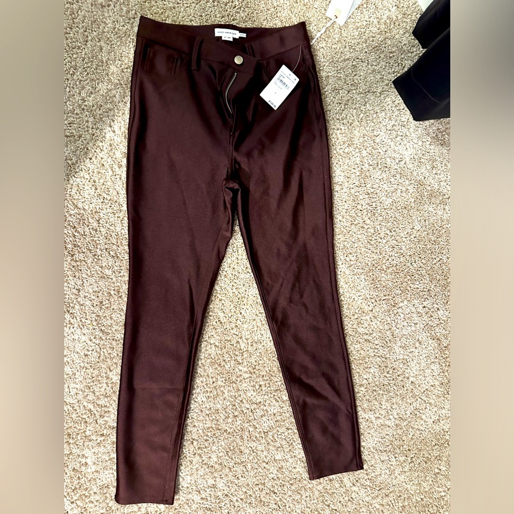 Good American COMPRESSION SHINE LEGGINGS Size 6 / 28 - Cocoa Chocolate Brown